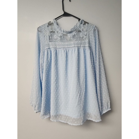 Womens Casual‎ Summer Spring Swiss Dot Ruffle Elegant Flare Sheer Top - Picture 1 of 6